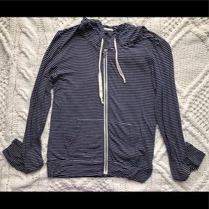 American Eagle Navy & White Striped Zip-Up Jacket